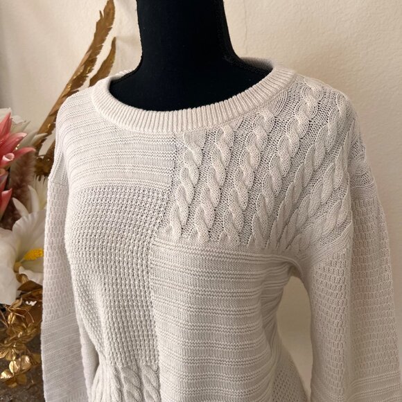 Cream White Knit Cottagecore Sweater Womens L - Picture 2 of 9